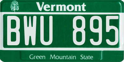 VT license plate BWU895