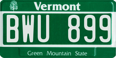 VT license plate BWU899