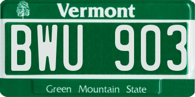 VT license plate BWU903
