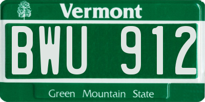 VT license plate BWU912