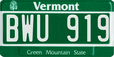 VT license plate BWU919