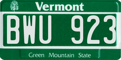 VT license plate BWU923