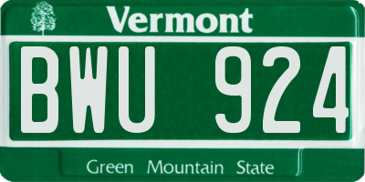 VT license plate BWU924