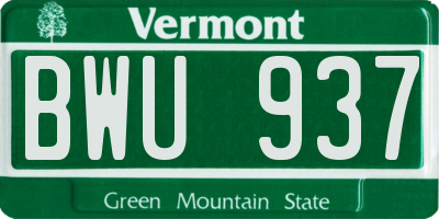 VT license plate BWU937