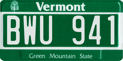 VT license plate BWU941