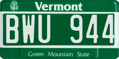 VT license plate BWU944