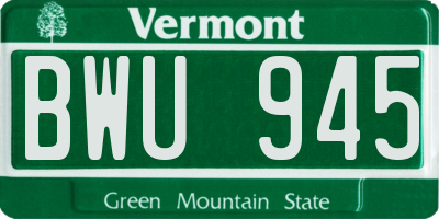VT license plate BWU945
