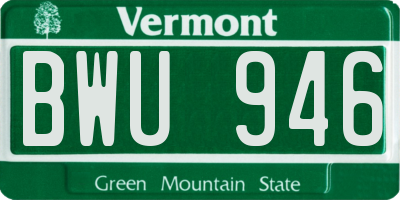VT license plate BWU946
