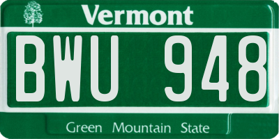 VT license plate BWU948