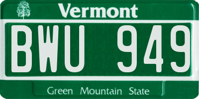 VT license plate BWU949