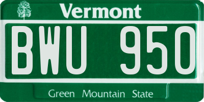 VT license plate BWU950