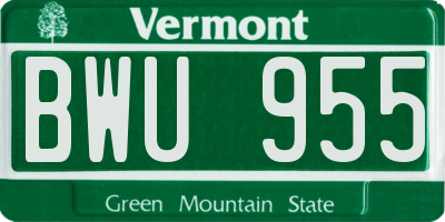 VT license plate BWU955