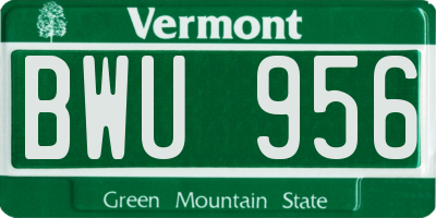 VT license plate BWU956