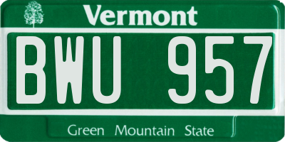 VT license plate BWU957