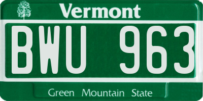 VT license plate BWU963
