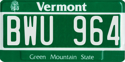 VT license plate BWU964