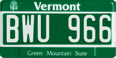 VT license plate BWU966