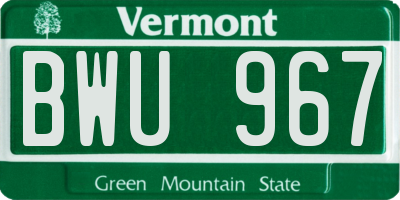VT license plate BWU967