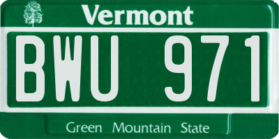 VT license plate BWU971