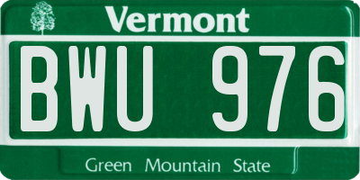 VT license plate BWU976