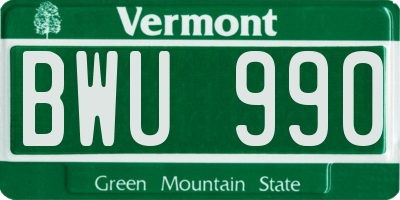 VT license plate BWU990