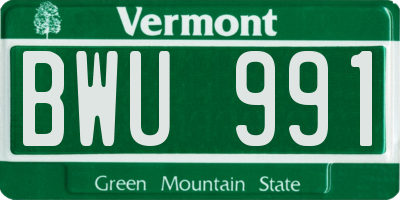 VT license plate BWU991