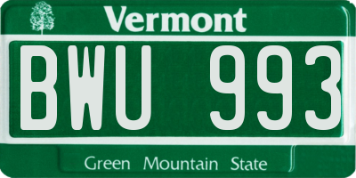 VT license plate BWU993