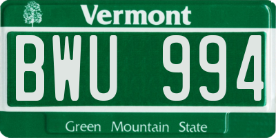 VT license plate BWU994