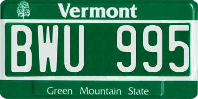 VT license plate BWU995