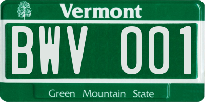 VT license plate BWV001