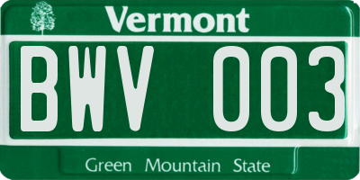 VT license plate BWV003
