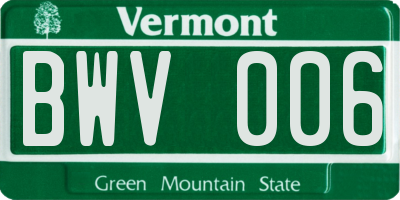 VT license plate BWV006