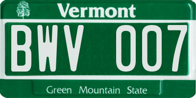 VT license plate BWV007