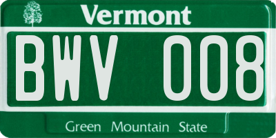 VT license plate BWV008