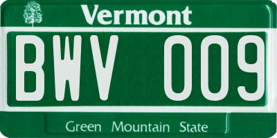 VT license plate BWV009
