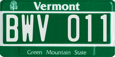 VT license plate BWV011
