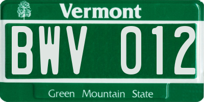 VT license plate BWV012