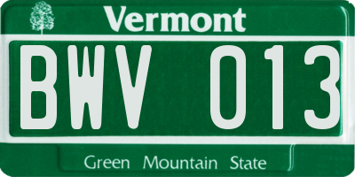 VT license plate BWV013