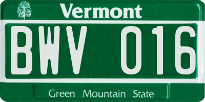 VT license plate BWV016