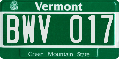 VT license plate BWV017