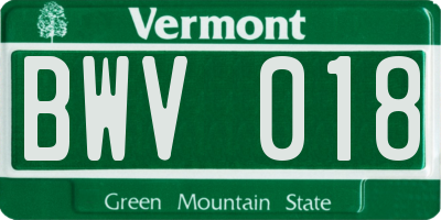 VT license plate BWV018