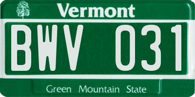 VT license plate BWV031
