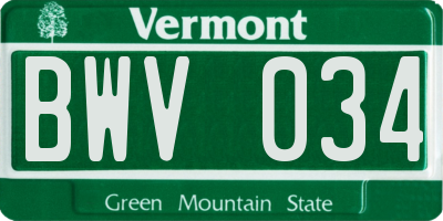 VT license plate BWV034