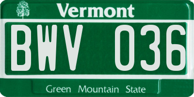 VT license plate BWV036