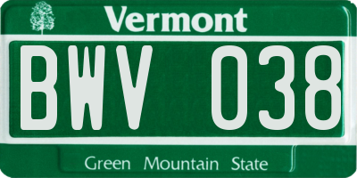 VT license plate BWV038