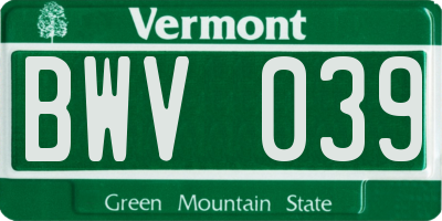 VT license plate BWV039