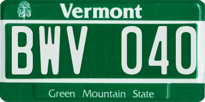 VT license plate BWV040