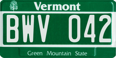 VT license plate BWV042