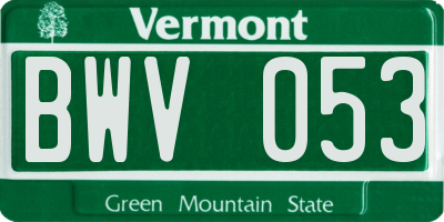 VT license plate BWV053
