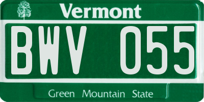 VT license plate BWV055